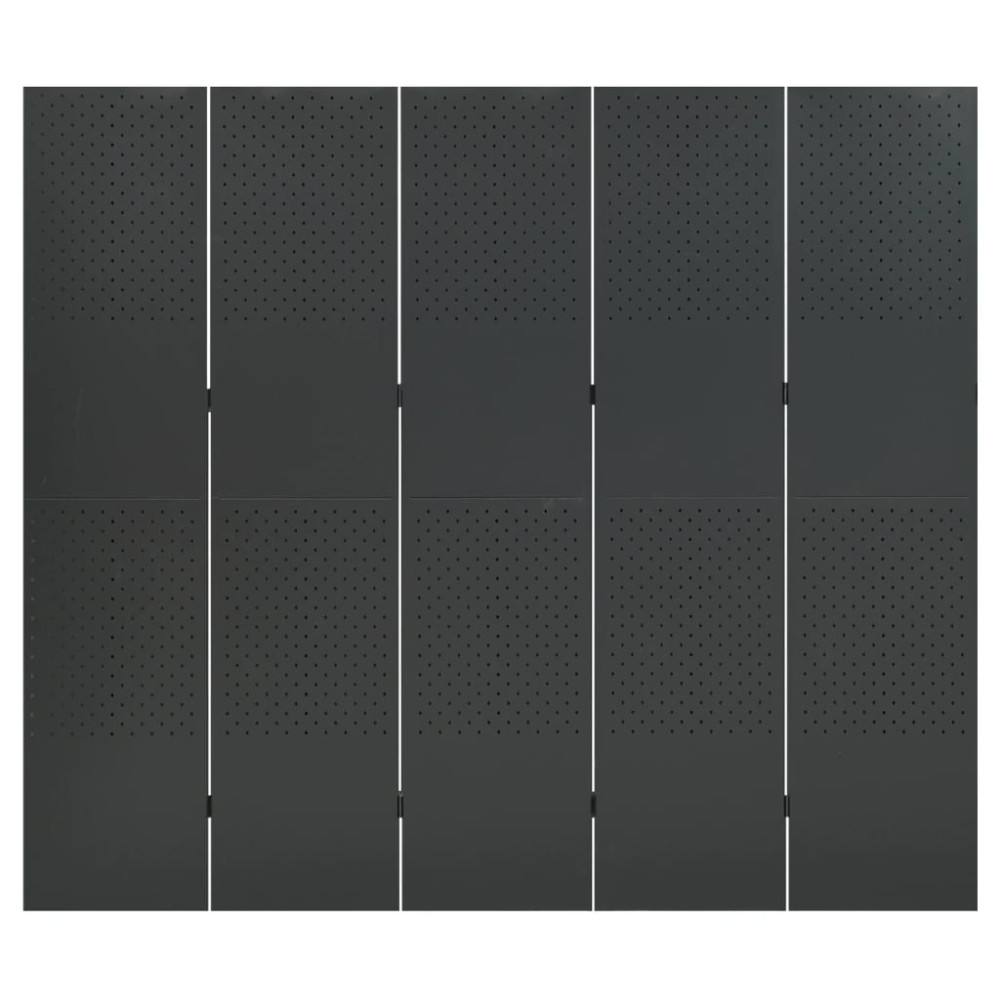 Produktbild för Rumsavdelare 5 paneler antracit 200x180 cm stål