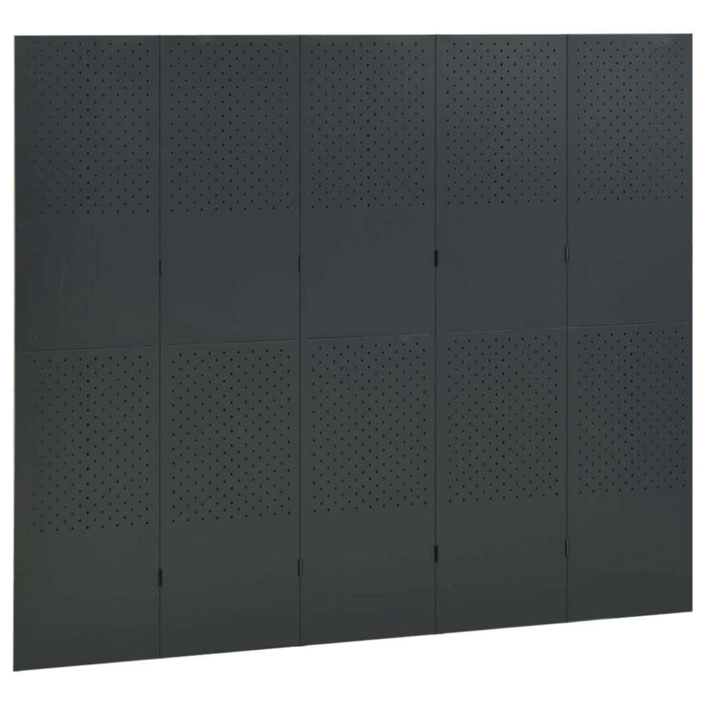 Produktbild för Rumsavdelare 5 paneler antracit 200x180 cm stål