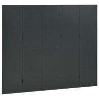 Produktbild för Rumsavdelare 5 paneler antracit 200x180 cm stål