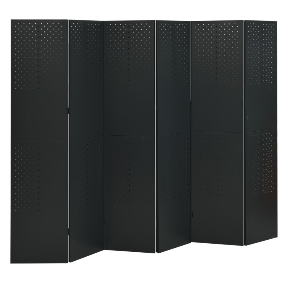 Produktbild för Rumsavdelare 6 paneler svart 240x180 cm stål