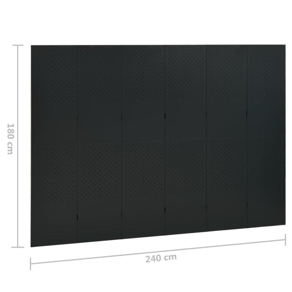 Produktbild för Rumsavdelare 6 paneler svart 240x180 cm stål