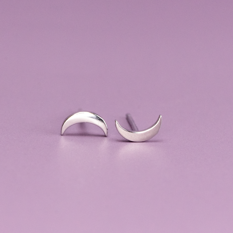 Produktbild för Half Moon Studs 925 silver