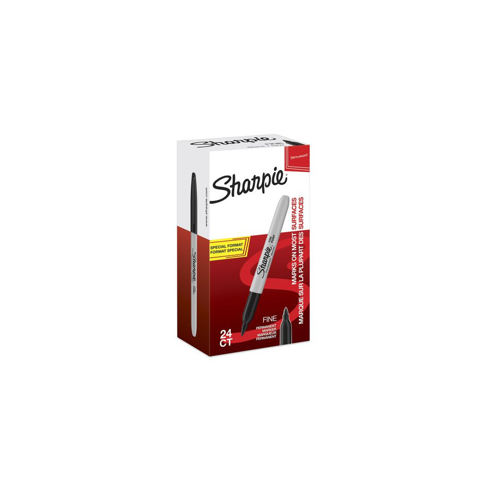 Produktbild för Märkpenna SHARPIE F svart v.pack 20+4/fp