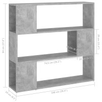Produktbild för Bokhylla Rumsavdelare betonggrå 100x24x94 cm