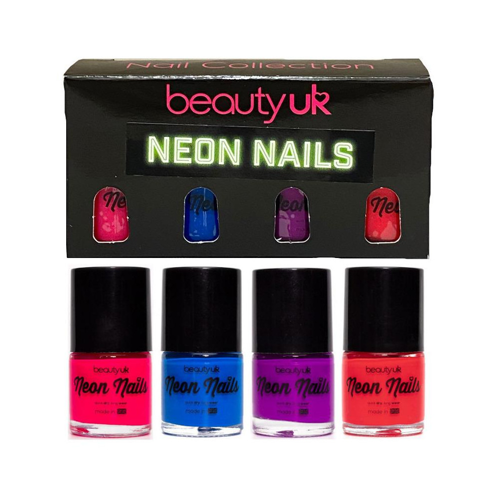 Produktbild för Beauty UK Neon Nail Polish Set 2 4x9ml