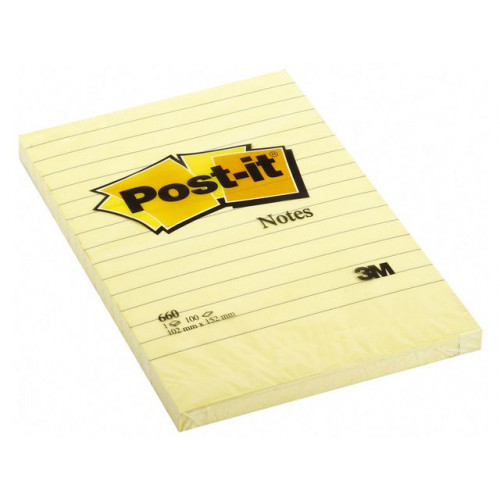 Post-it Notes POST-IT linjerat 102x152mm gul