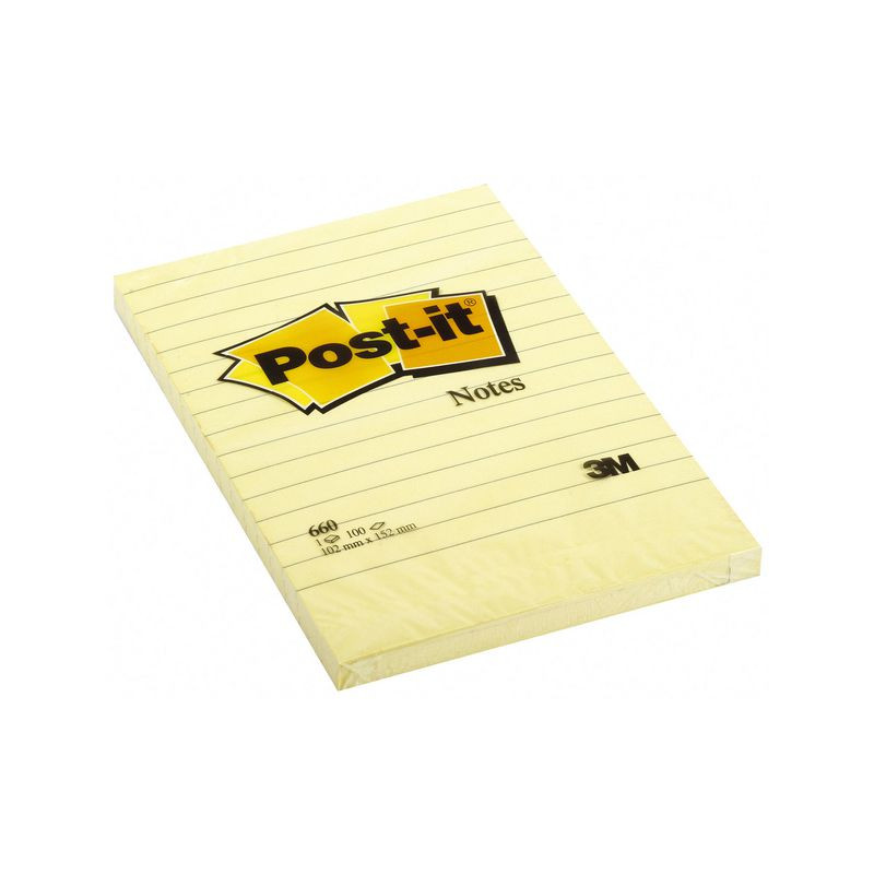 Produktbild för Notes POST-IT linjerat 102x152mm gul