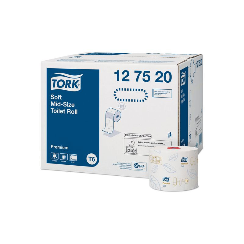 Produktbild för Toalettpapper TORK Pre T6 2-lag vit