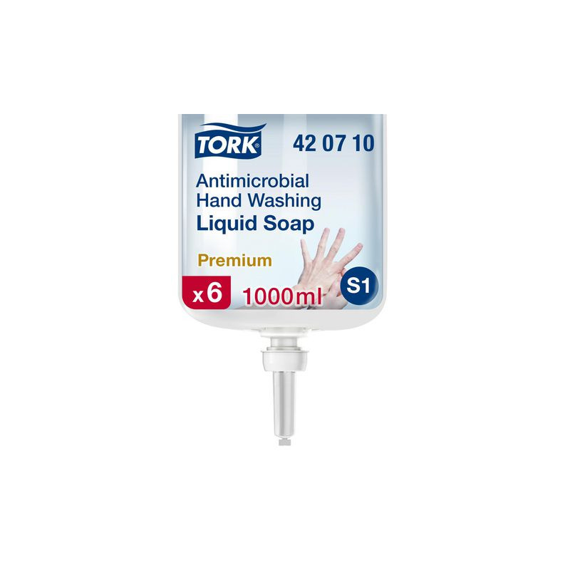 Produktbild för Tvål TORK S1 Antimikrobiell Flyt. 1L