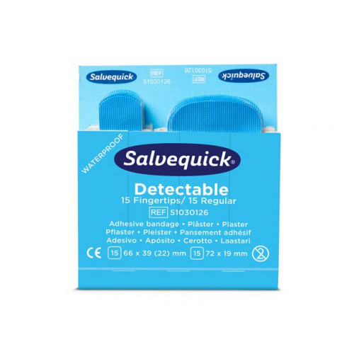 Salvequick Plåster Detect. finger refill blå 30/FP