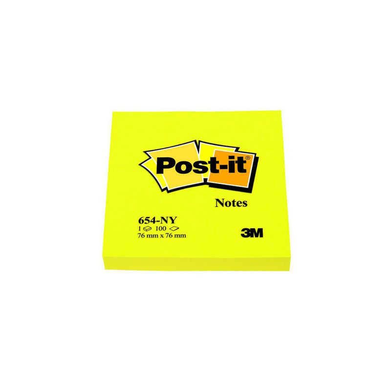 Produktbild för Notes POST-IT neon 76x76mm gul