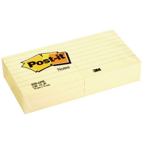 Post-it Notes POST-IT linjerat 76x76mm gul
