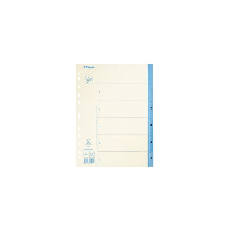 Produktbild för Pappregister JOPA A4 1-5 vit/blå