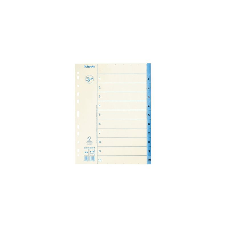 Produktbild för Pappregister JOPA A4 1-10 vit/blå