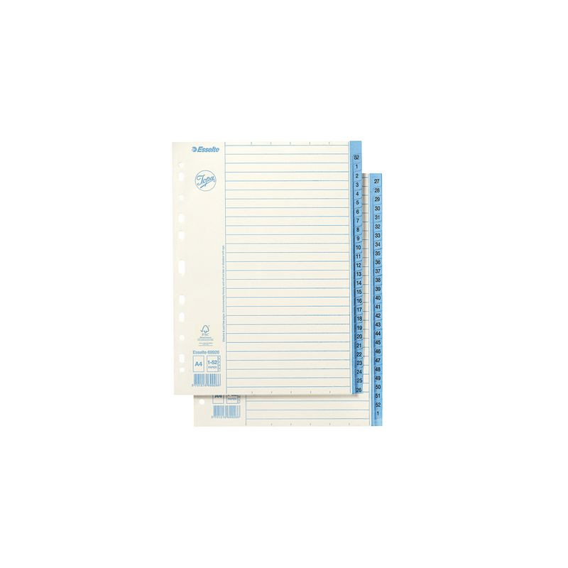 Produktbild för Pappregister JOPA A4 1-52 vit/blå