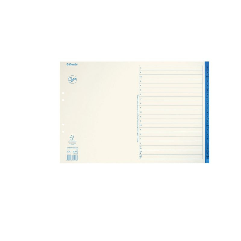 Produktbild för Pappregister JOPA A3L A-Ö vit/blå