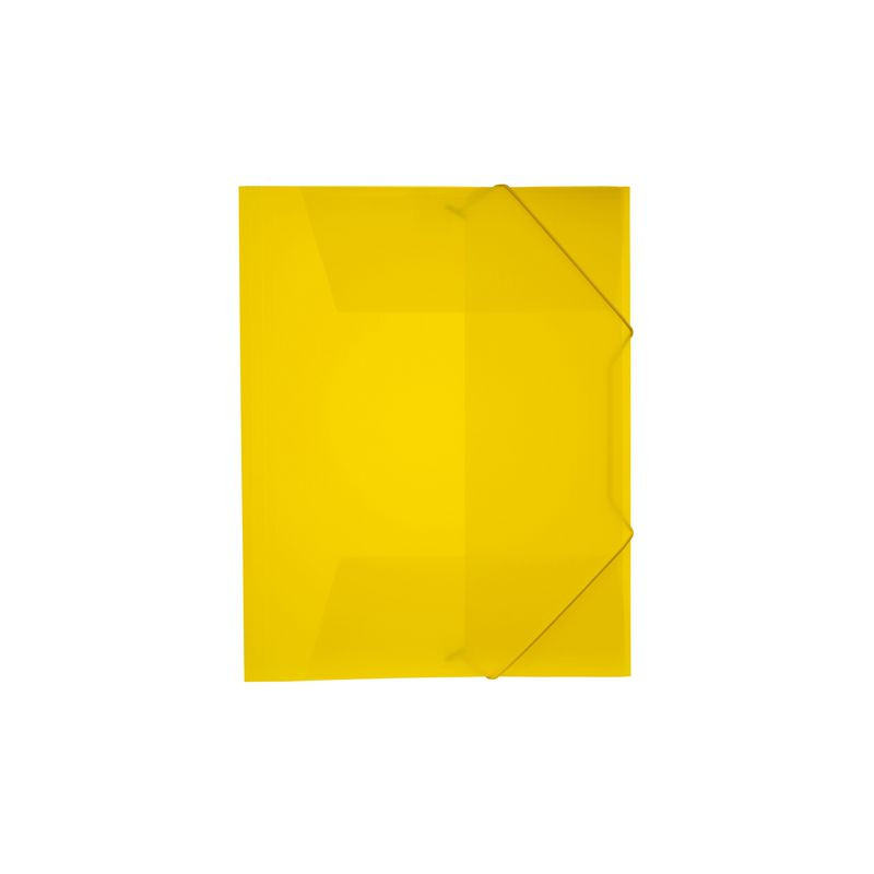 Produktbild för Gummibandsmapp plast 3-kl A4 transp/gul