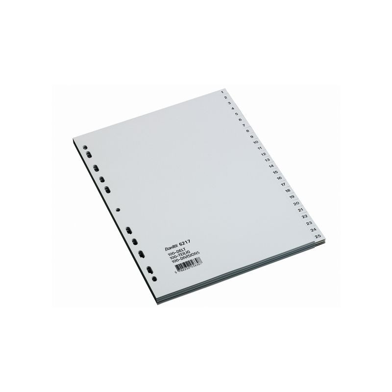 Produktbild för Plastregister BANTEX PP A4 1-100 grå