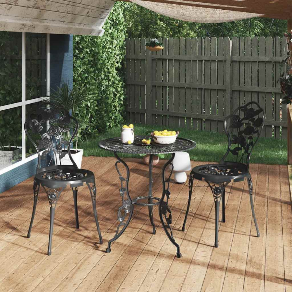 Produktbild för Caféset 3 delar gjuten aluminium svart