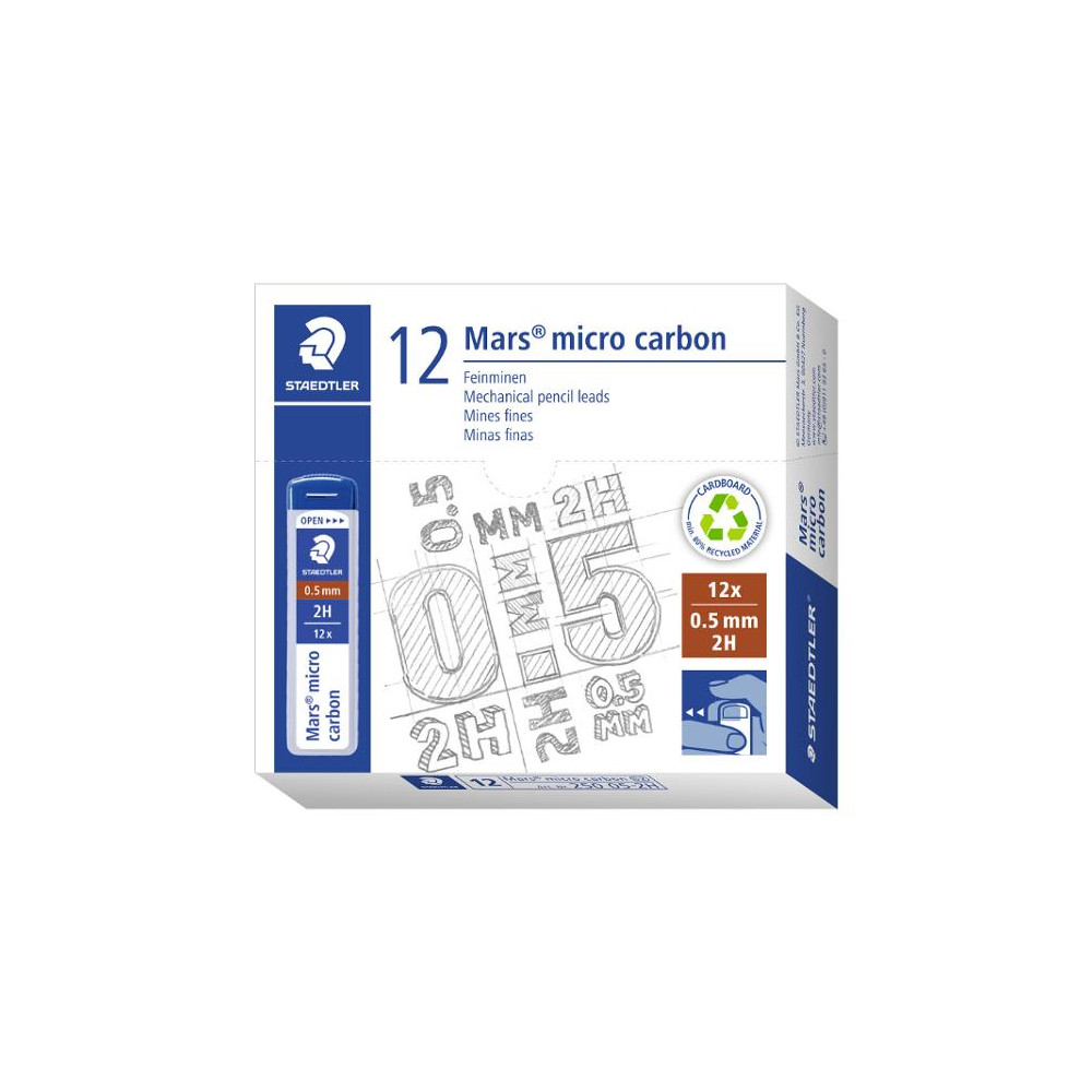 Produktbild för Reservstift STAEDTLER 0,5mm 2H 12/fp