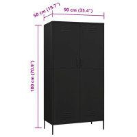 Produktbild för Garderob 90x50x180 cm svart stål