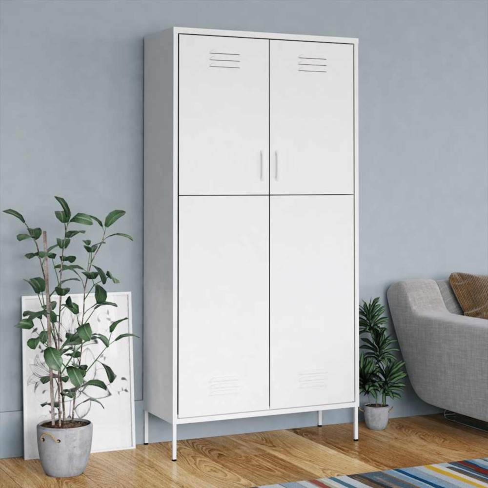 Produktbild för Garderob 90x50x180 cm vit stål