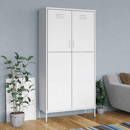 vidaXL Garderob 90x50x180 cm vit stål