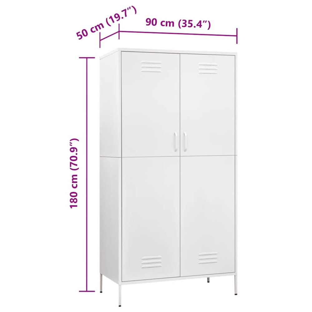 Produktbild för Garderob 90x50x180 cm vit stål