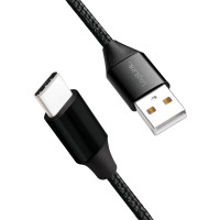 Miniatyr av produktbild för USB-USB-C Ladd/synk-kabel USB 2.0 15W 0,3m Textil