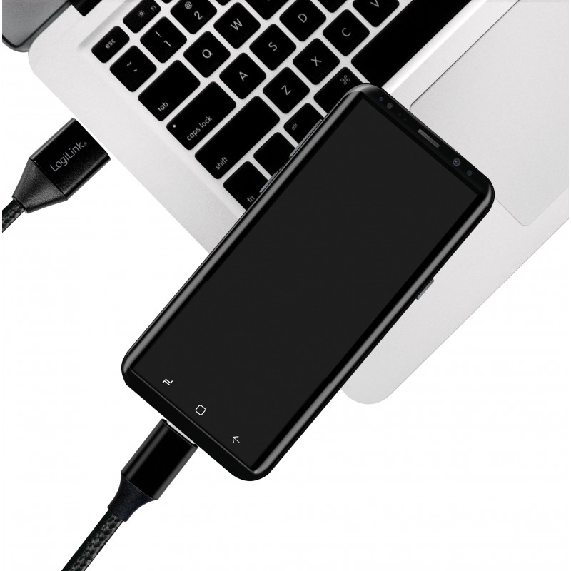 Produktbild för USB-USB-C Ladd/synk-kabel USB 2.0 15W 0,3m Textil