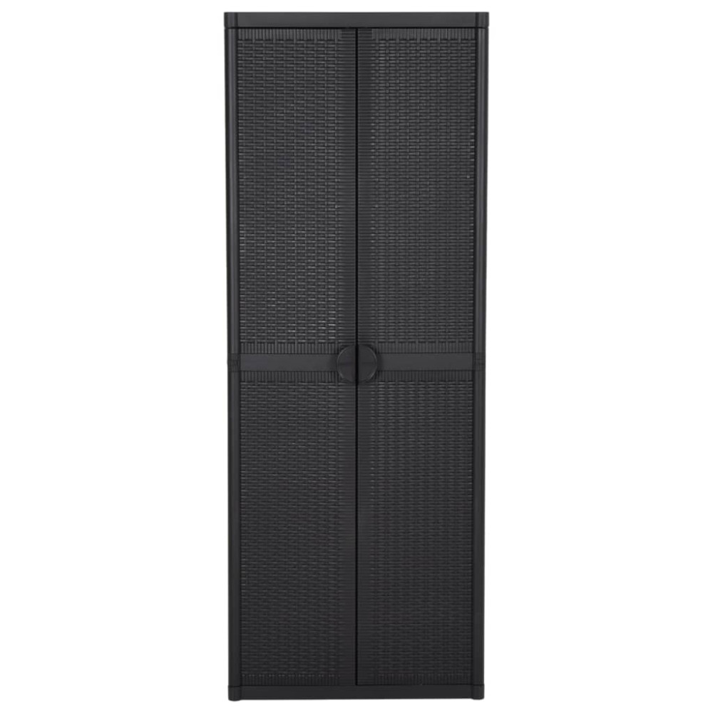 Produktbild för Förvaringsskåp för trädgården svart 65x45x172 cm PP-rotting