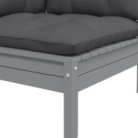 Produktbild för Loungegrupp med grå dynor 3 delar massiv furu