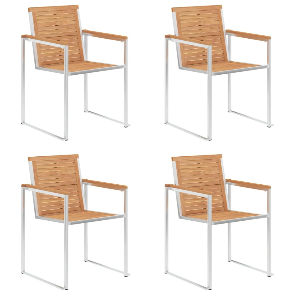 Produktbild för Trädgårdsstolar med dynor 4 st massiv teak