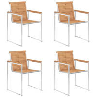 Produktbild för Trädgårdsstolar med dynor 4 st massiv teak
