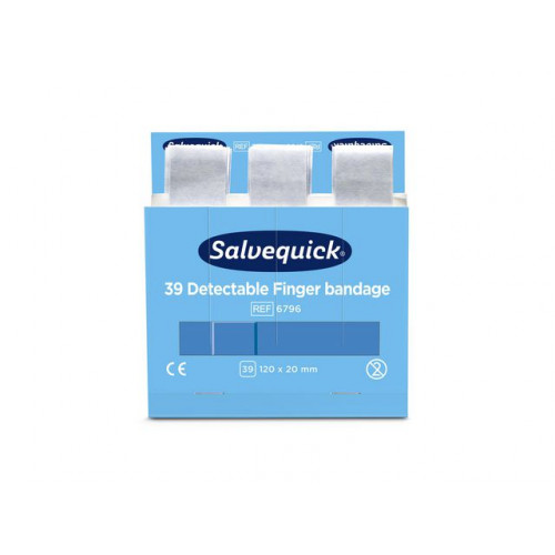 Salvequick Plåster SALVEQUICK refill lång blå 39/fp