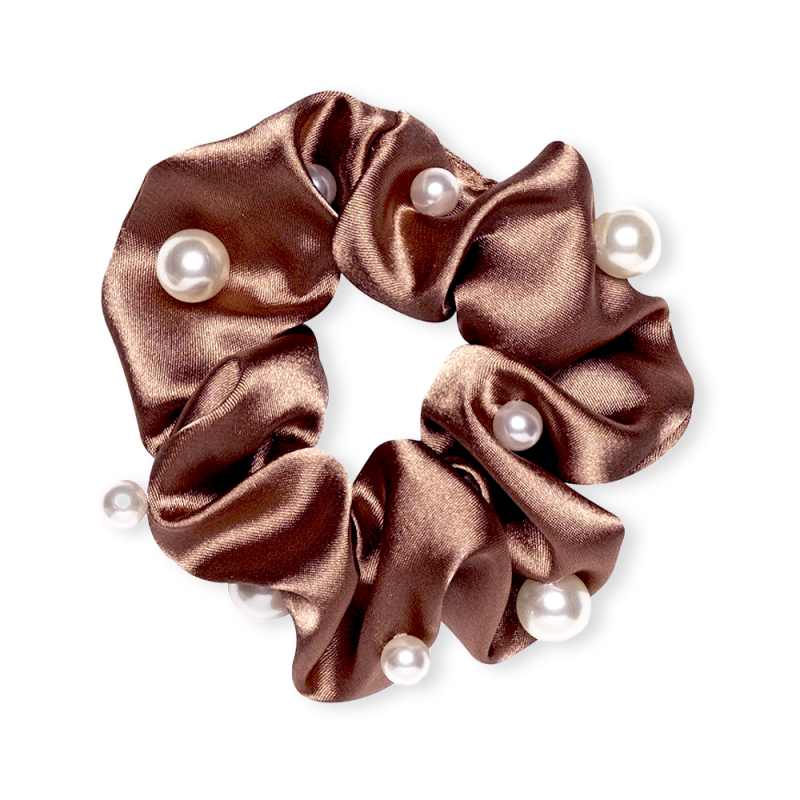 Produktbild för Scrunchie gammelrosa med pärlor