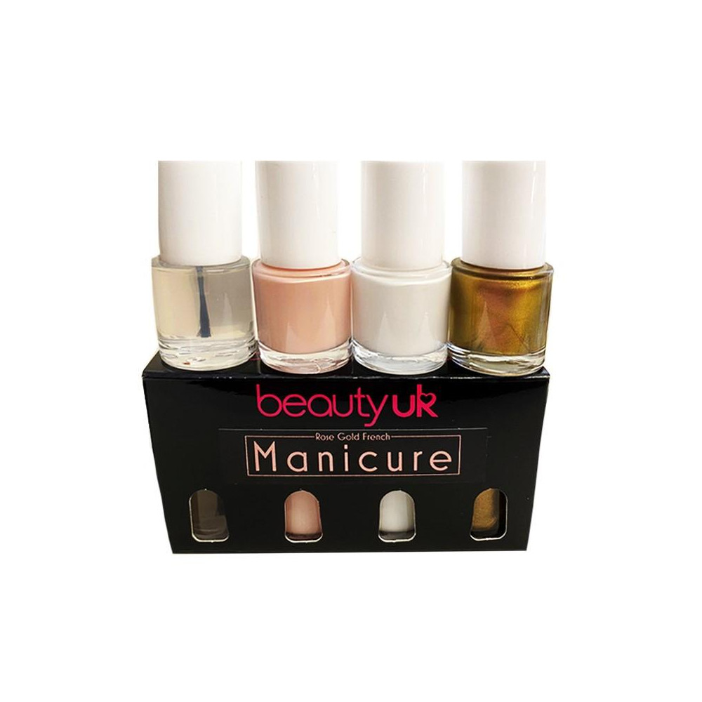 Produktbild för Beauty UK Rose Gold French Manicure Set 4x9ml