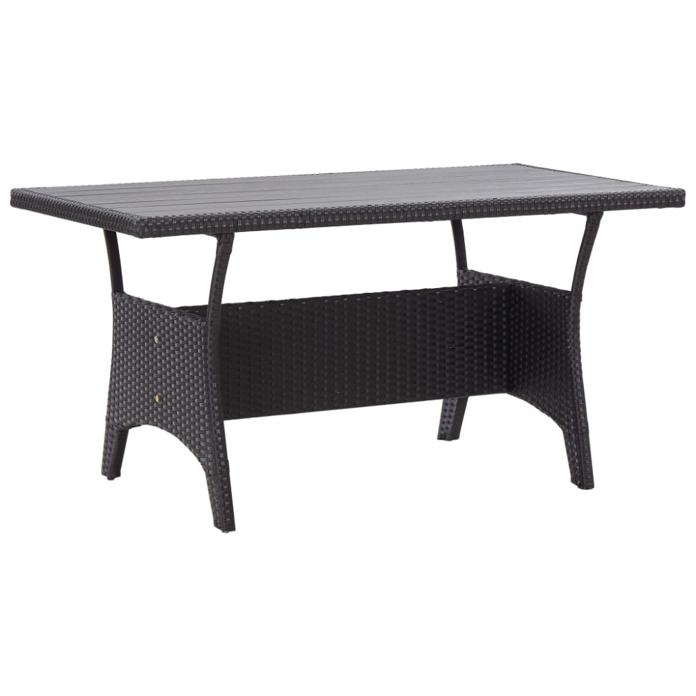Produktbild för Trädgårdsbord svart 120x70x66 cm konstrotting