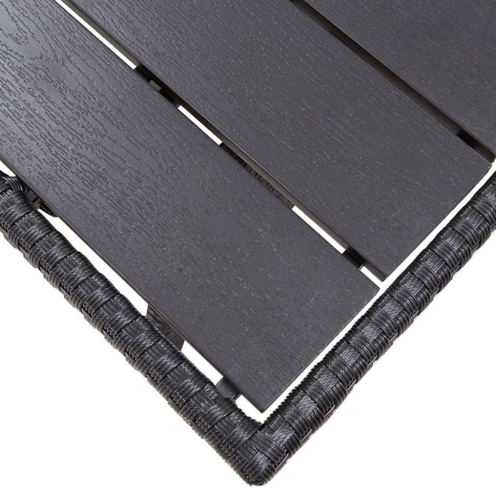 Produktbild för Trädgårdsbord svart 120x70x66 cm konstrotting