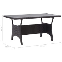 Produktbild för Trädgårdsbord svart 120x70x66 cm konstrotting