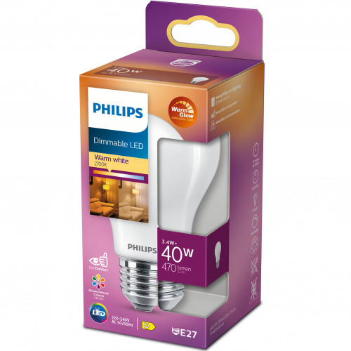 Philips LED E27 Normal 40W Frost Dimbar WarmGl 470lm