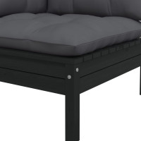 Produktbild för Loungegrupp med dynor svart 3 delar massiv furu