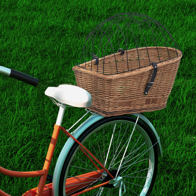 Produktbild för Cykelkorg för pakethållaren med dyna 55x31x36 cm naturlig pil