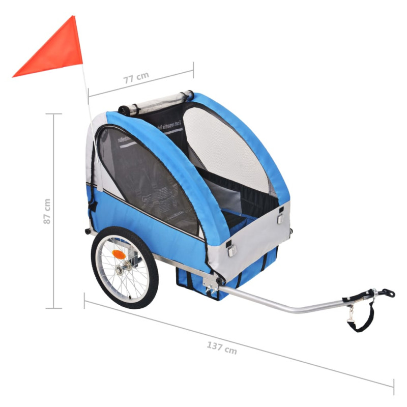 Produktbild för Cykelvagn grå och blå 30 kg