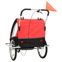 Produktbild för Cykelvagn och barnvagn 2-i-1 svart och röd
