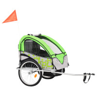Miniatyr av produktbild för Cykelvagn och barnvagn 2-i-1 grön och grå