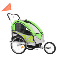 Miniatyr av produktbild för Cykelvagn och barnvagn 2-i-1 grön och grå
