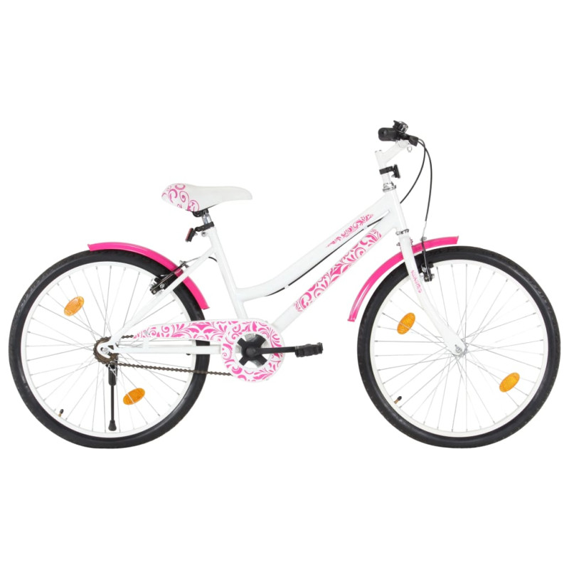Produktbild för Barncykel 24 tum rosa och vit