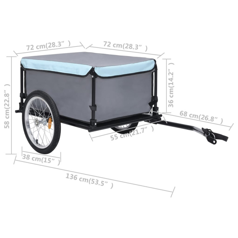 Produktbild för Cykelsläp svart och blå 65 kg