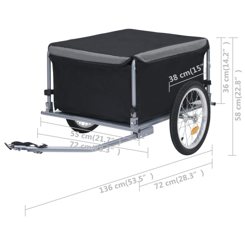 Produktbild för Cykelsläp svart och grå 65 kg